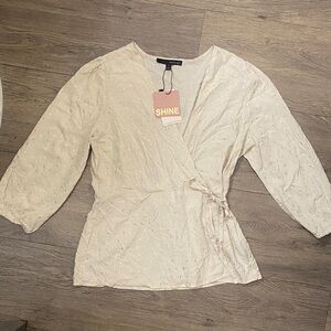 NWT Women's Cream Wrap Top